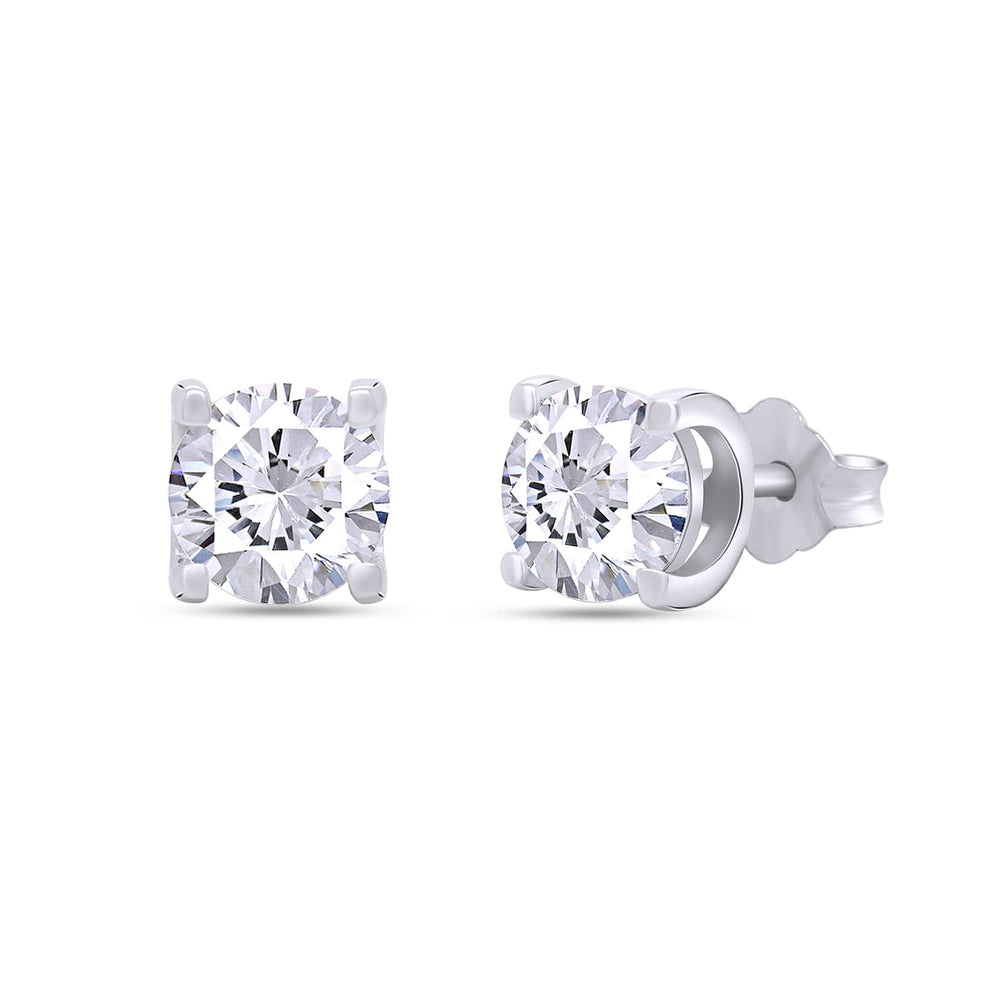 
                      
                        2 Carat Round Cut 6.5MM Lab Created Moissanite Diamond Push Back Stud Earrings In 925 Sterling Silver (2 Cttw)
                      
                    