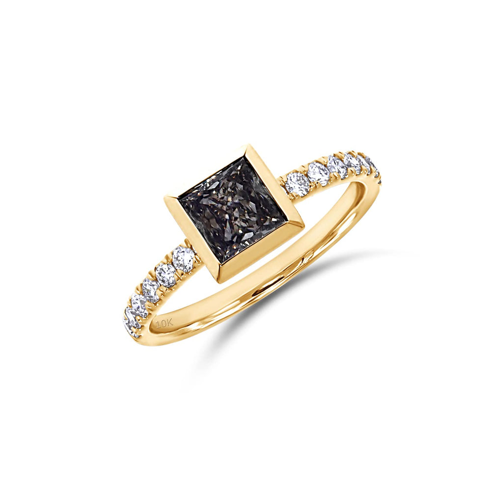 
                      
                        1.05 Ct Black Princess And 0.30 Ct G Color Round Cut IGI Certified Lab Grown Diamond Eternity Solitaire Engagement Ring In 10K Or 14K Solid Gold
                      
                    