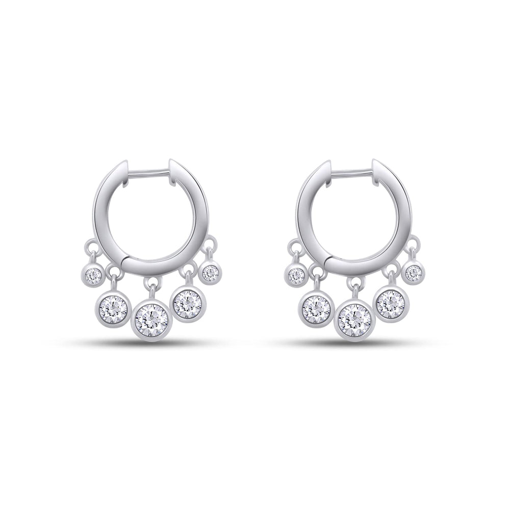 1.29 Carat Center Stone 4MM Round Cut Lab Created Moissanite Diamond Hoop Earrings In 925 Sterling Silver (1.29 Cttw)