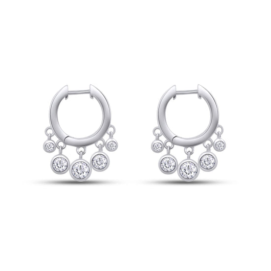 Load image into Gallery viewer, 1.29 Carat Center Stone 4MM Round Cut Lab Created Moissanite Diamond Hoop Earrings In 925 Sterling Silver (1.29 Cttw)
