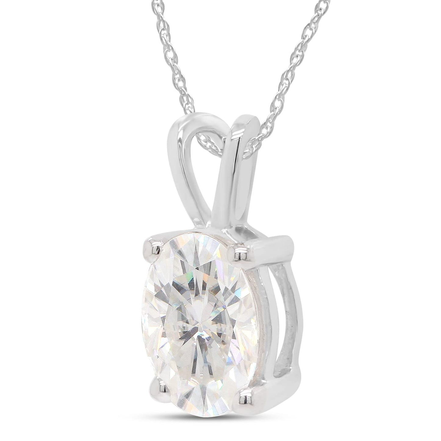 2 2/5 Carat Lab Created Moissanite Diamond Solitaire Pendant Necklace in 10K or 14K Solid Gold For Women (2.40 Cttw)