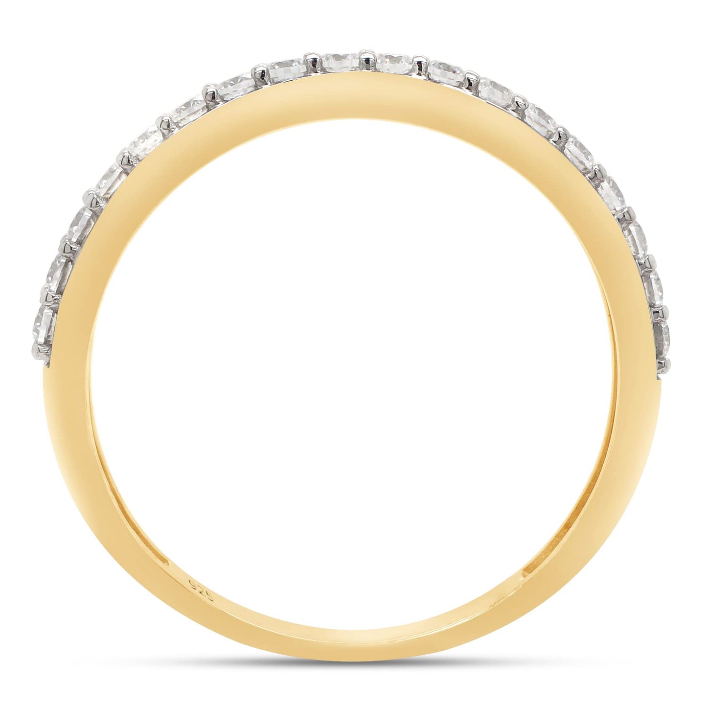 Round Cut Lab Created Moissanite Diamond Half Eternity Stackable Wedding Band Ring For Women In 925 Sterling Silver