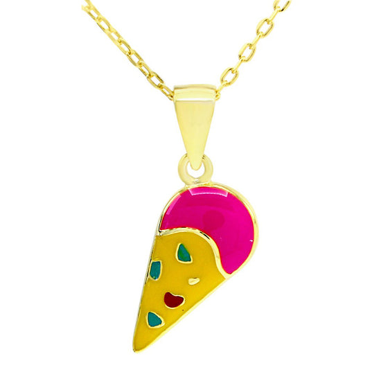 Load image into Gallery viewer, Multi Color Enamel Ice Cream Cone Charm Pendant Necklace In 925 Sterling Silver
