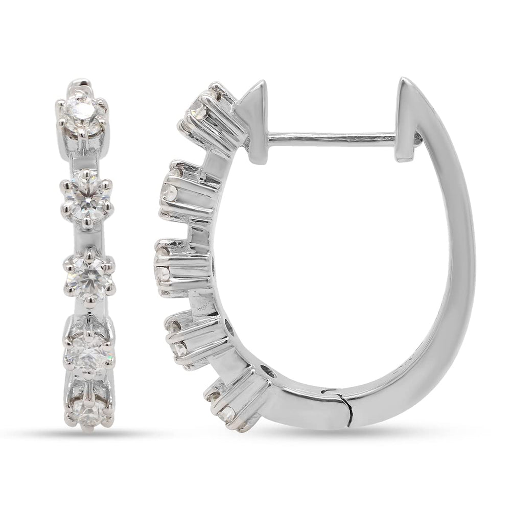 
                      
                        0.50 Carat Round Cut Lab Created Moissanite Diamond Five Stone Hoop Earrings In 925 Sterling Silver Jewelry For Women
                      
                    