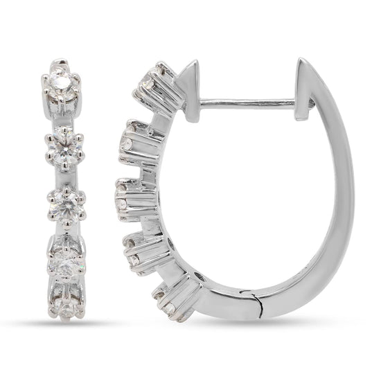 0.50 Carat Round Cut Lab Created Moissanite Diamond Five Stone Hoop Earrings In 925 Sterling Silver Jewelry For Women
