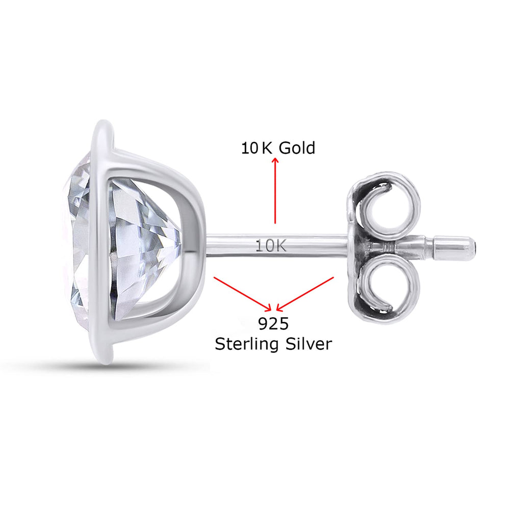 
                      
                        2 Carat 6.5MM Round Cut Lab Created Moissanite Diamond Push Back Stud Earrings In 925 Sterling Silver (2 Cttw)
                      
                    