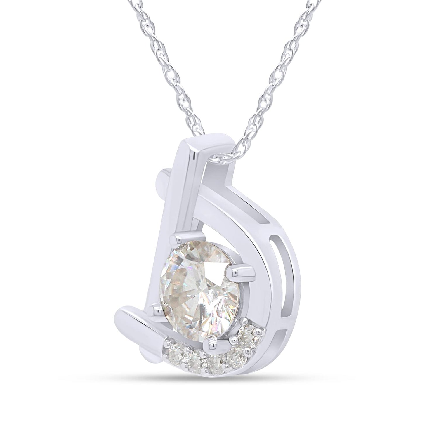 1 Carat Round Cut Lab Created Moissanite Diamond Initial Bubble Letter "D" Pendant Necklace In 925 Sterling Silver (1 Cttw)
