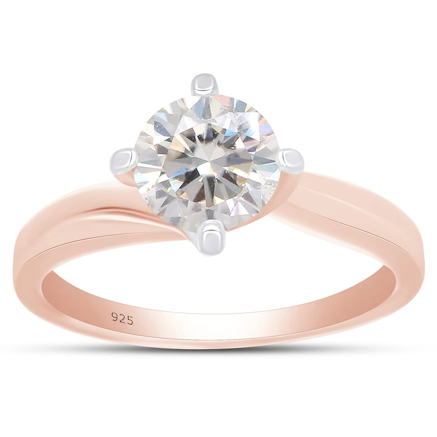 1.00 Carat Round Cut Lab Created Moissanite Diamond Solitaire Engagement Ring in 925 Sterling Silver
