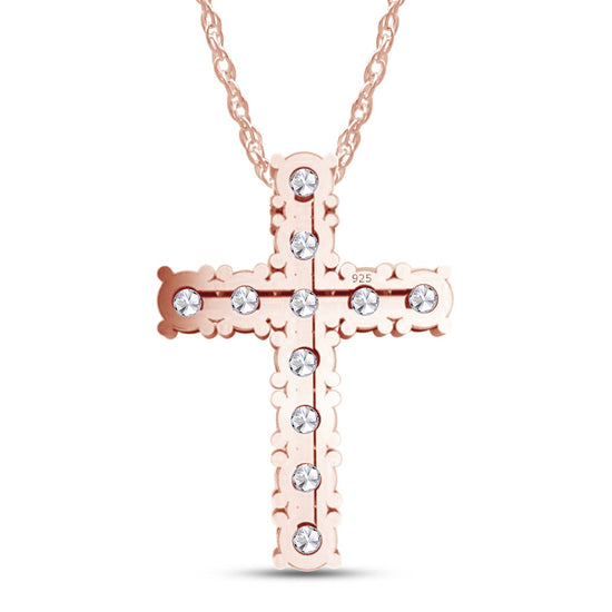 Load image into Gallery viewer, 1 Carat Lab Created Moissanite Diamond Cross Pendant Necklace In 925 Sterling Silver (1 Cttw)
