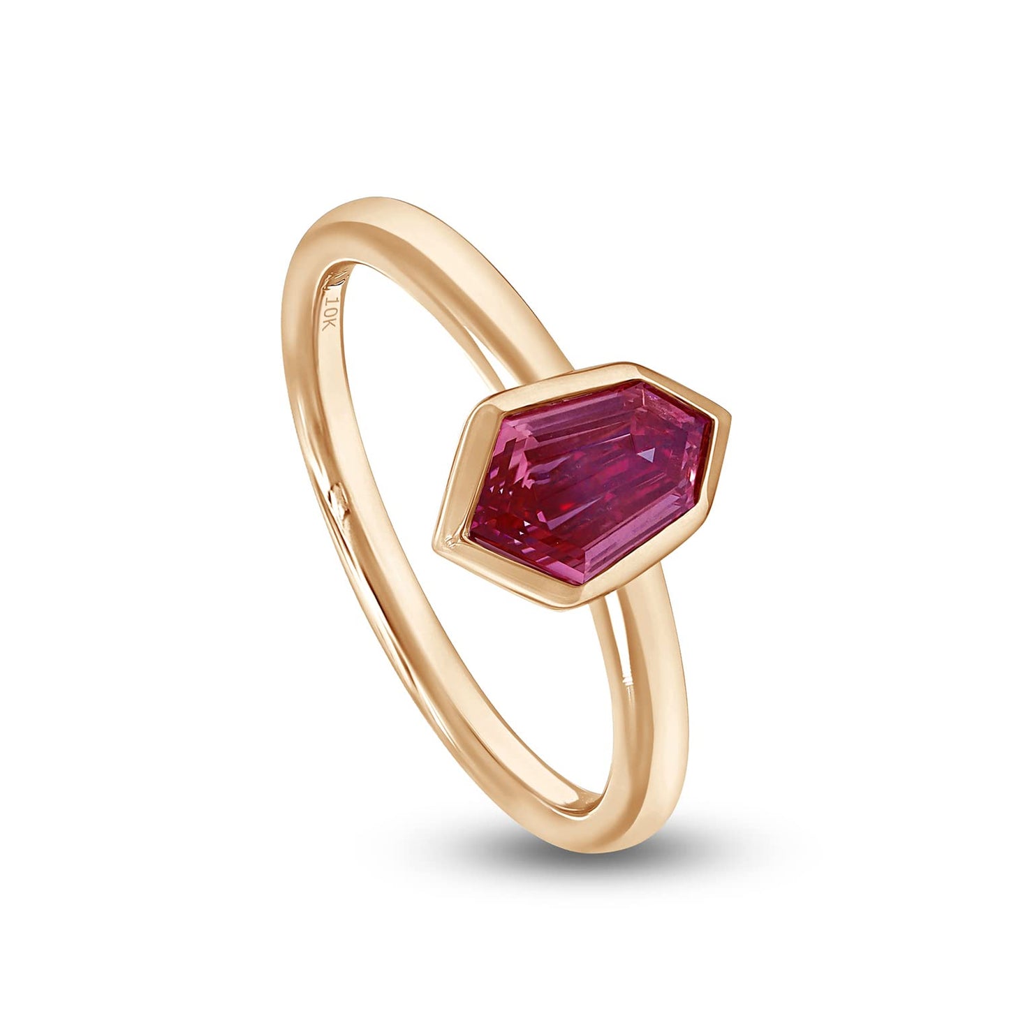 0.85 Carat Kite Shape Pink IGI Certified Lab Grown Diamond Bezel Set Solitaire Engagement Wedding Ring For Women In 10K Or 14K Solid Gold