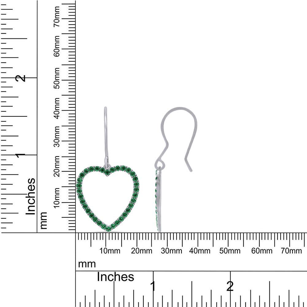 
                      
                        Round Cut Simulated Green Emerald Open Heart Drop Earrings For Womens In 10K Or 14K Solid Gold And 925 Sterling Silver
                      
                    