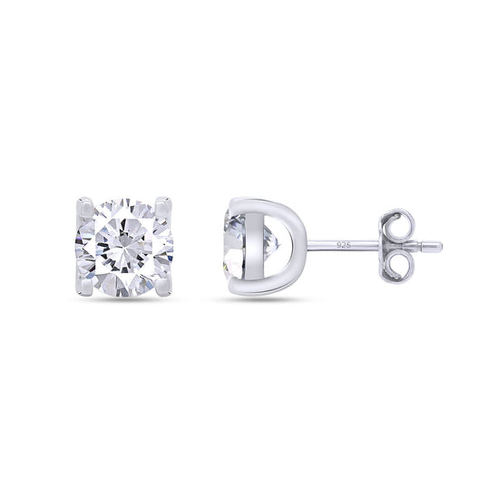 Load image into Gallery viewer, 2 Carat Round Cut 6.5MM Lab Created Moissanite Diamond Push Back Stud Earrings In 925 Sterling Silver (2 Cttw)
