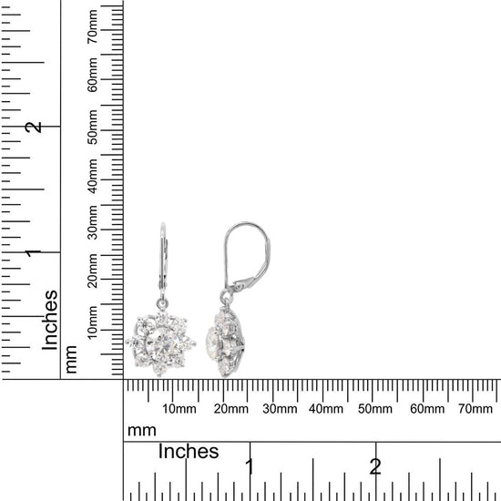 3 4/9 Carat Round Cut Lab Created Moissanite Diamond Halo Drop Earrings In 10K Or 14K Solid Gold (3.45 Cttw)
