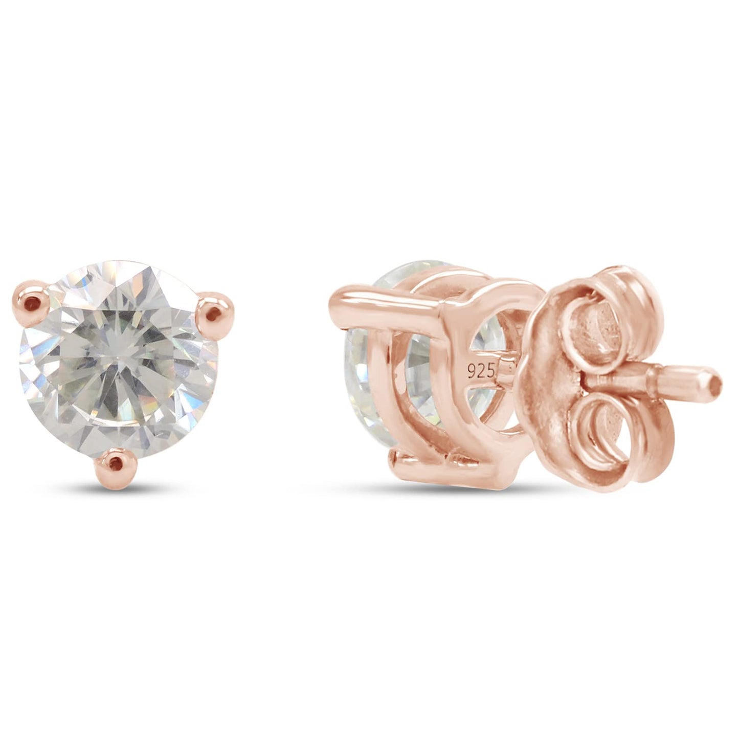 6MM Round Cut Lab Created Moissanite Diamond Solitaire Stud Earrings In 925 Sterling Silver Jewelry For Women (1.50 Cttw)