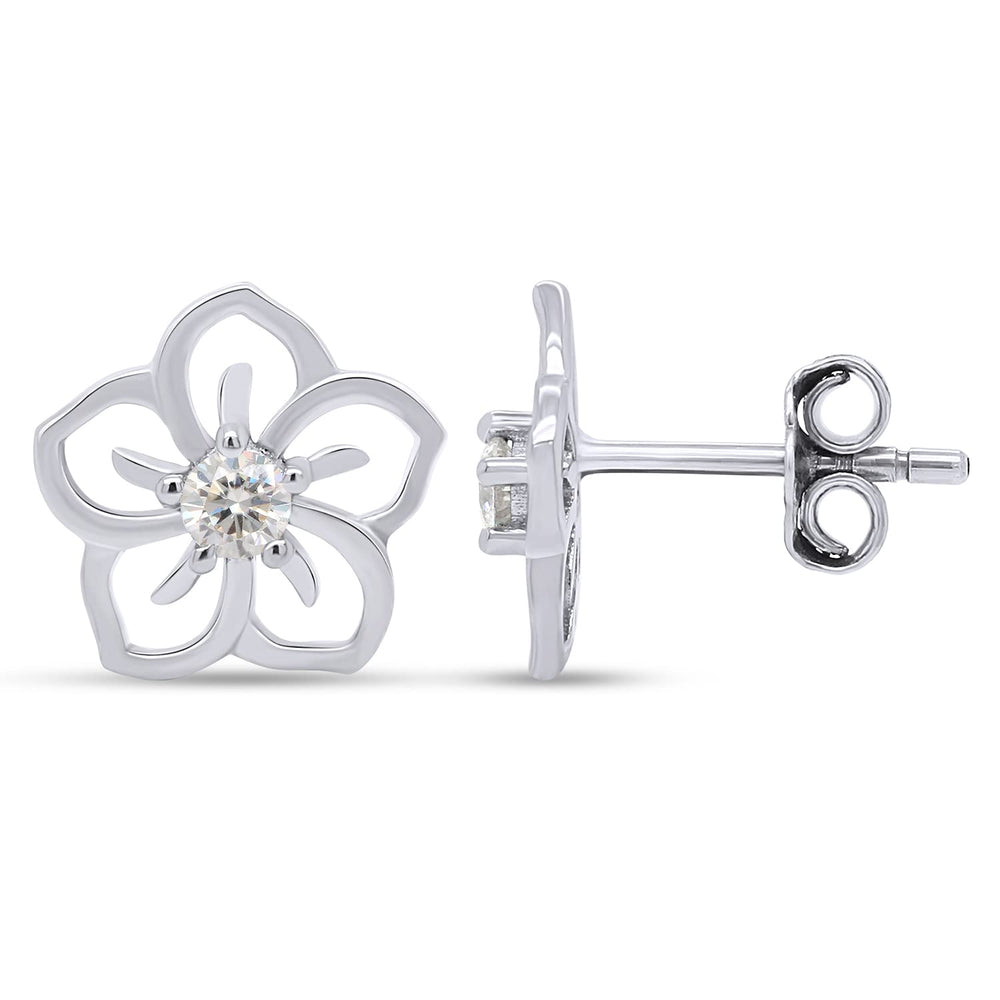 
                      
                        1/10 Carat Lab Created Moissanite Diamond Push Back Flower Stud Earrings In 925 Sterling Silver (0.10 Cttw)
                      
                    