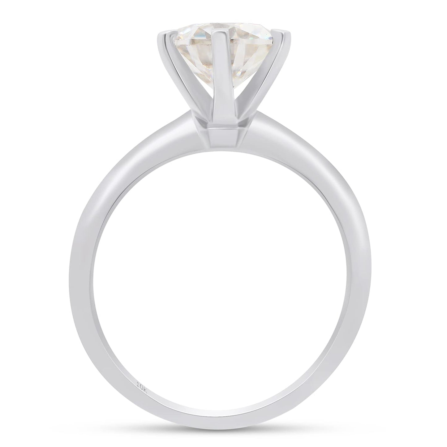 1 3/4 Carat 8.5MM Round Cut Lab Created Moissanite Diamond Solitaire Engagement Promise Ring for Women in 10K or 14K Solid Gold (1.75 Cttw)