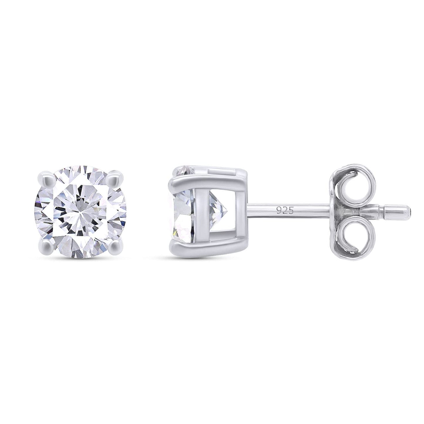 Load image into Gallery viewer, 1 to 3 Carat Round Cut Lab Created Moissanite Diamond Push Back Stud Earrings In 925 Sterling Silver (1 To 3 Cttw)
