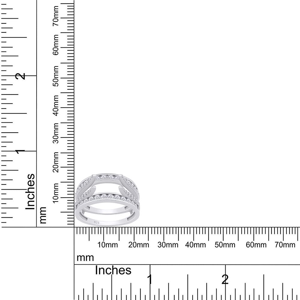 Lab Created Moissanite Combination Cathedral and Classic Enhancer Ring Guard