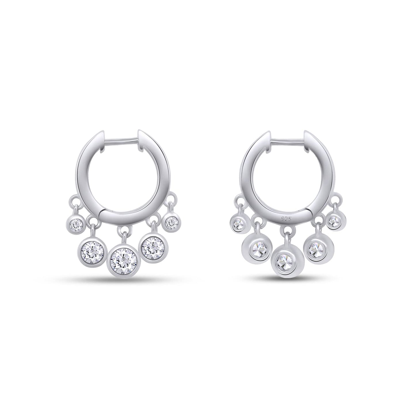 Load image into Gallery viewer, 1.29 Carat Center Stone 4MM Round Cut Lab Created Moissanite Diamond Hoop Earrings In 925 Sterling Silver (1.29 Cttw)
