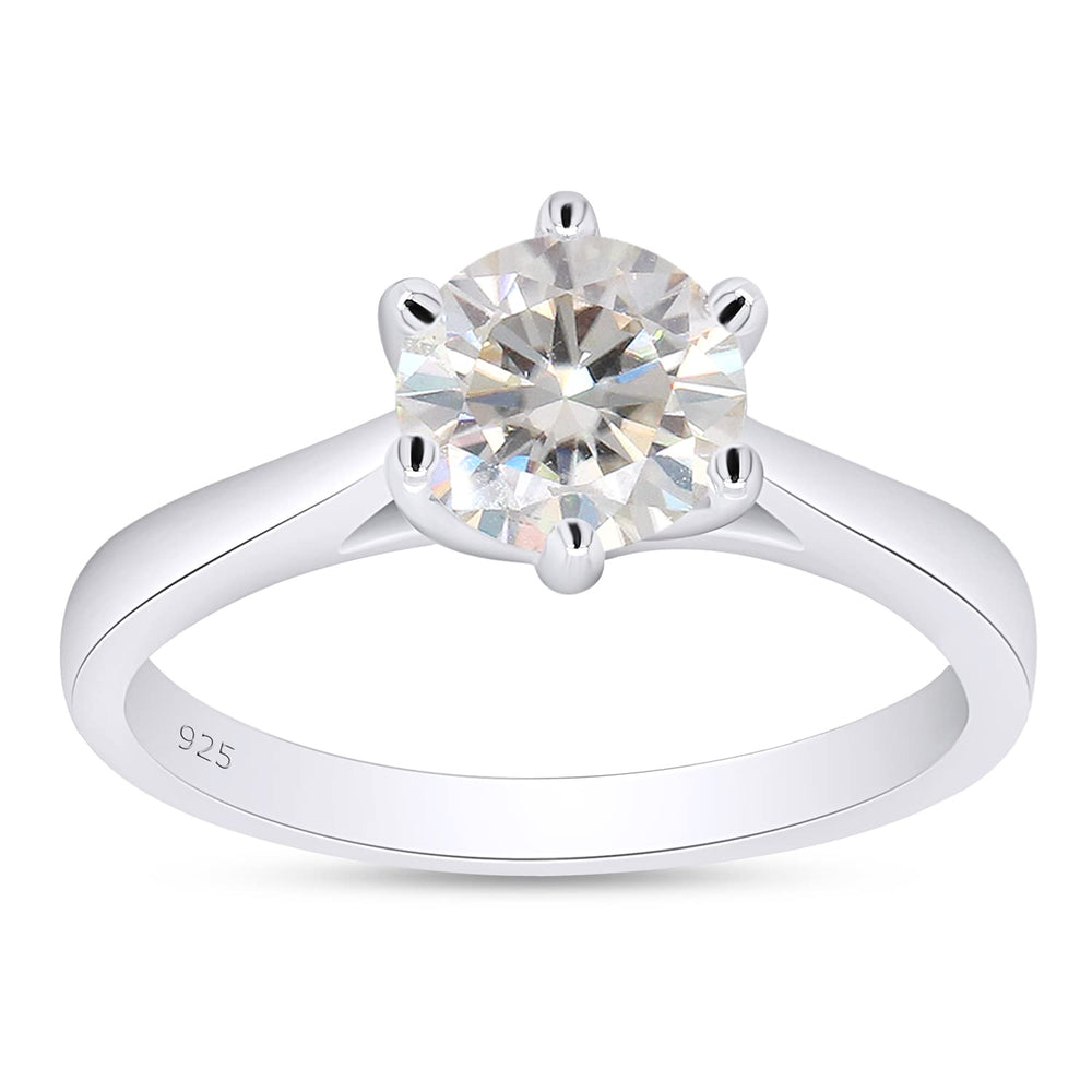 
                      
                        1.00 Carat 6.5MM Round Cut Lab Created Moissanite Diamond Solitaire Engagement Ring For Women In 925 Sterling Silver
                      
                    