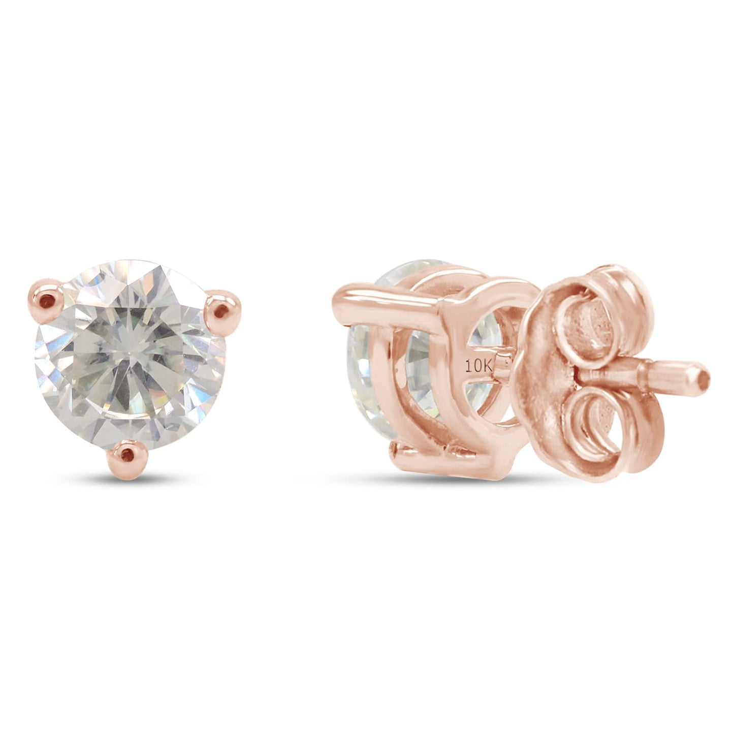 1 1/2 Carat 6MM Round Cut Lab Created Moissanite Diamond Solitaire Stud Earrings In 10K Or 14K Solid Gold (1.50 Cttw)