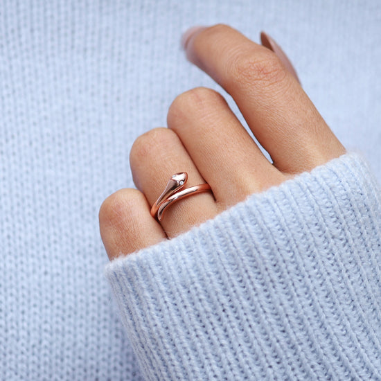 Adjustable Snake Ring | Round Sparkling White Cubic Zirconia Open Snake Rings for Women In 14K Gold Over Sterling Silver Jewelry Gift for Daughters Wife