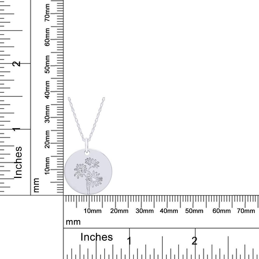 Birth Flower Necklace Engraved Custom Floral Pendant Necklaces In 14k Gold Plated Brass