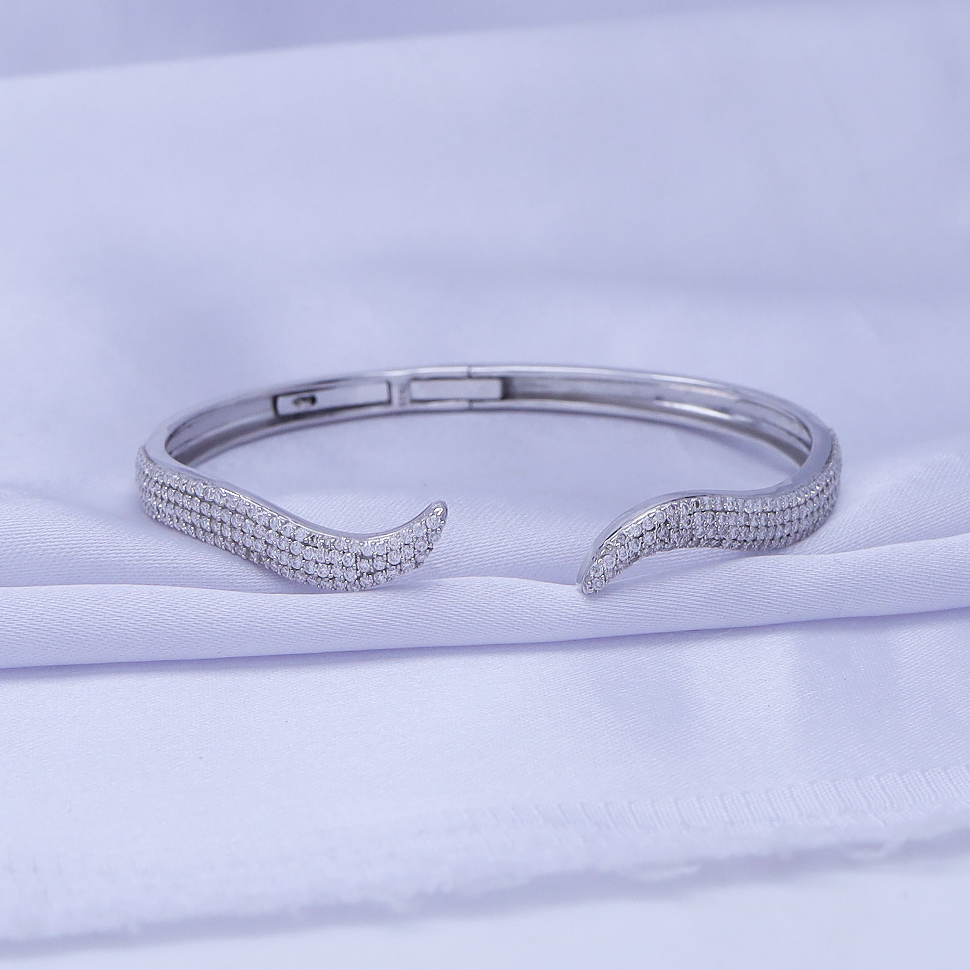 Lab Created Moissanite Open Cuff Bangle Bracelet