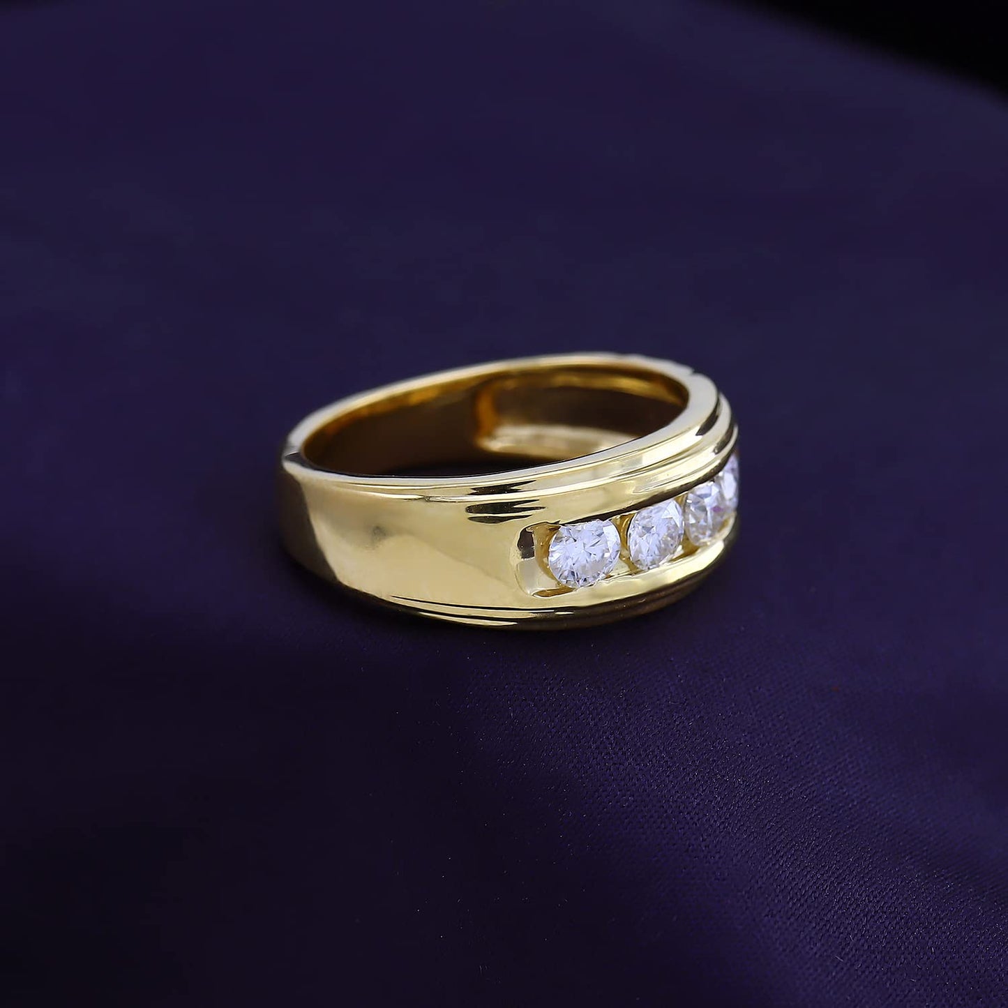 1.00 Carat Lab Created Moissanite Diamond Channel Set Men's Anniversary Wedding Band Ring In 10K Or 14K Solid Gold