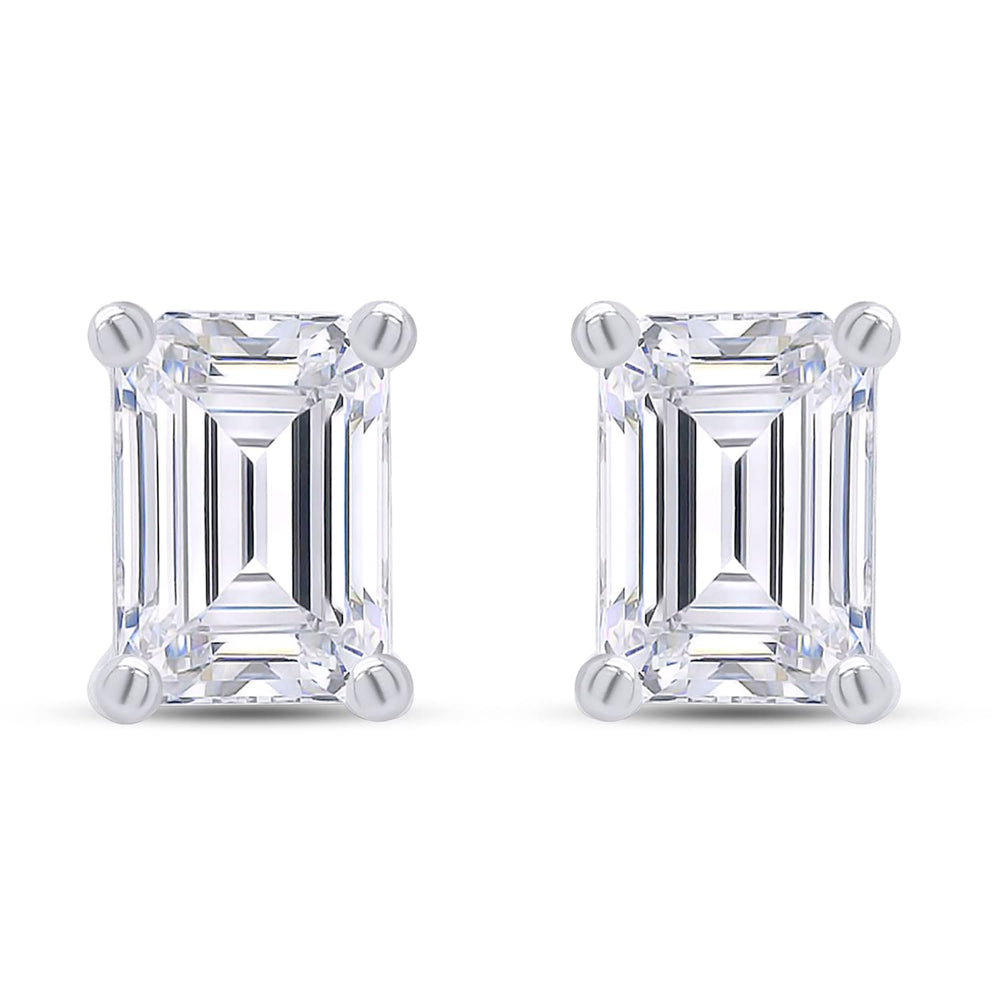 
                      
                        2 Carat Emerald Shape Lab Created Moissanite Diamond Solitaire Stud Earrings For Women In 925 Sterling Silver
                      
                    