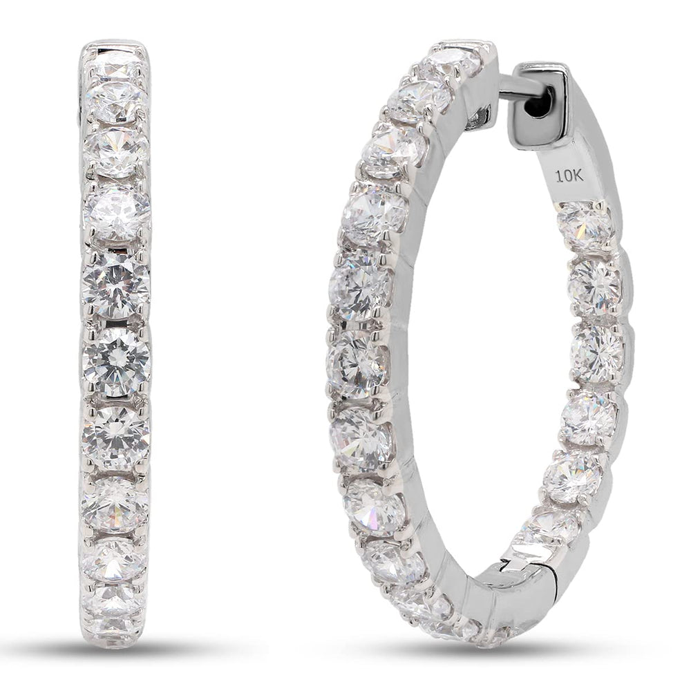 
                      
                        3 Carat Round Cut Lab Created Moissanite Diamond Inside Outside Hoop Earrings In 10K Or 14K Solid Gold
                      
                    