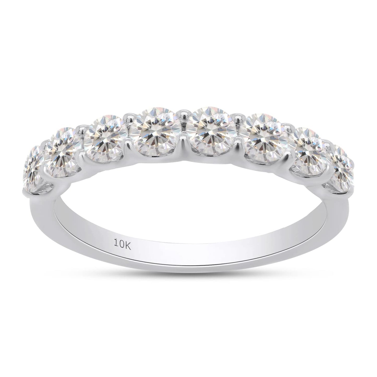 4/5 ct. t.w Round Cut Lab Created Moissanite Diamond Half Eternity Stackable Wedding Band Ring in 10K or 14K Solid Gold (0.80 Cttw)