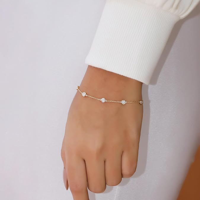 5 Stone Station Link Moissanite Bracelet