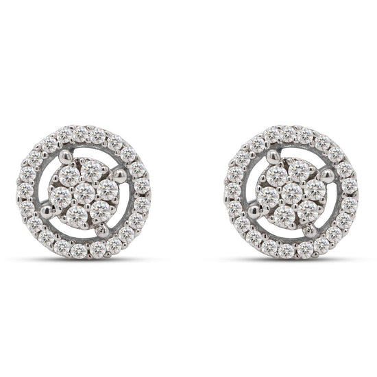 0.25 Carat Round Cut Lab Created Moissanite Diamond Circle Stud Earrings In 925 Sterling Silver Jewelry For Women
