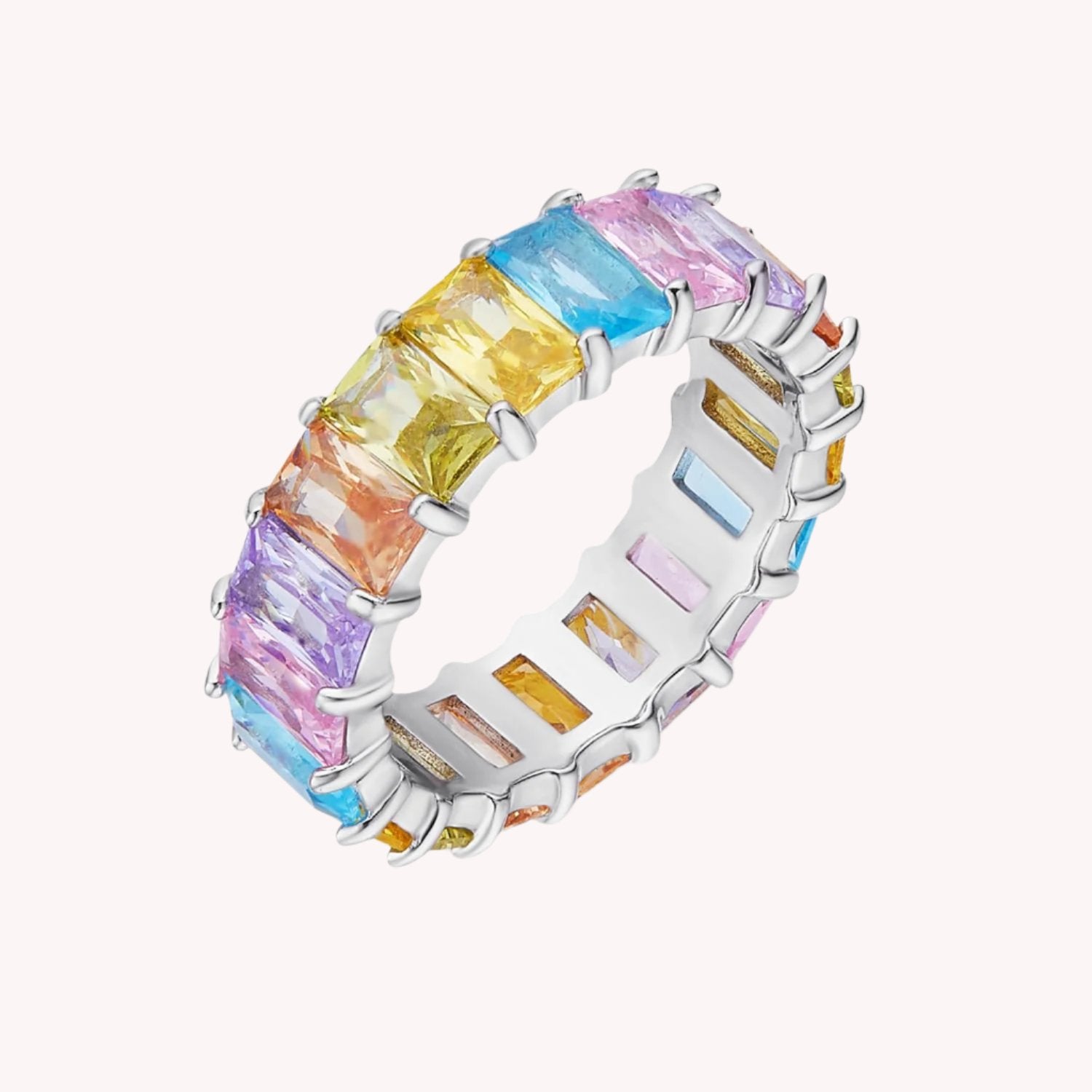 Eternity Eye Catching Pastel Rainbow Ring