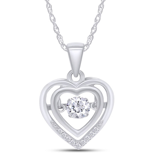 1/3 Carat Lab Created Moissanite Diamond Floating Dancing Heart Pendant Necklace In 14K Solid Gold For Womens (0.36 Cttw)