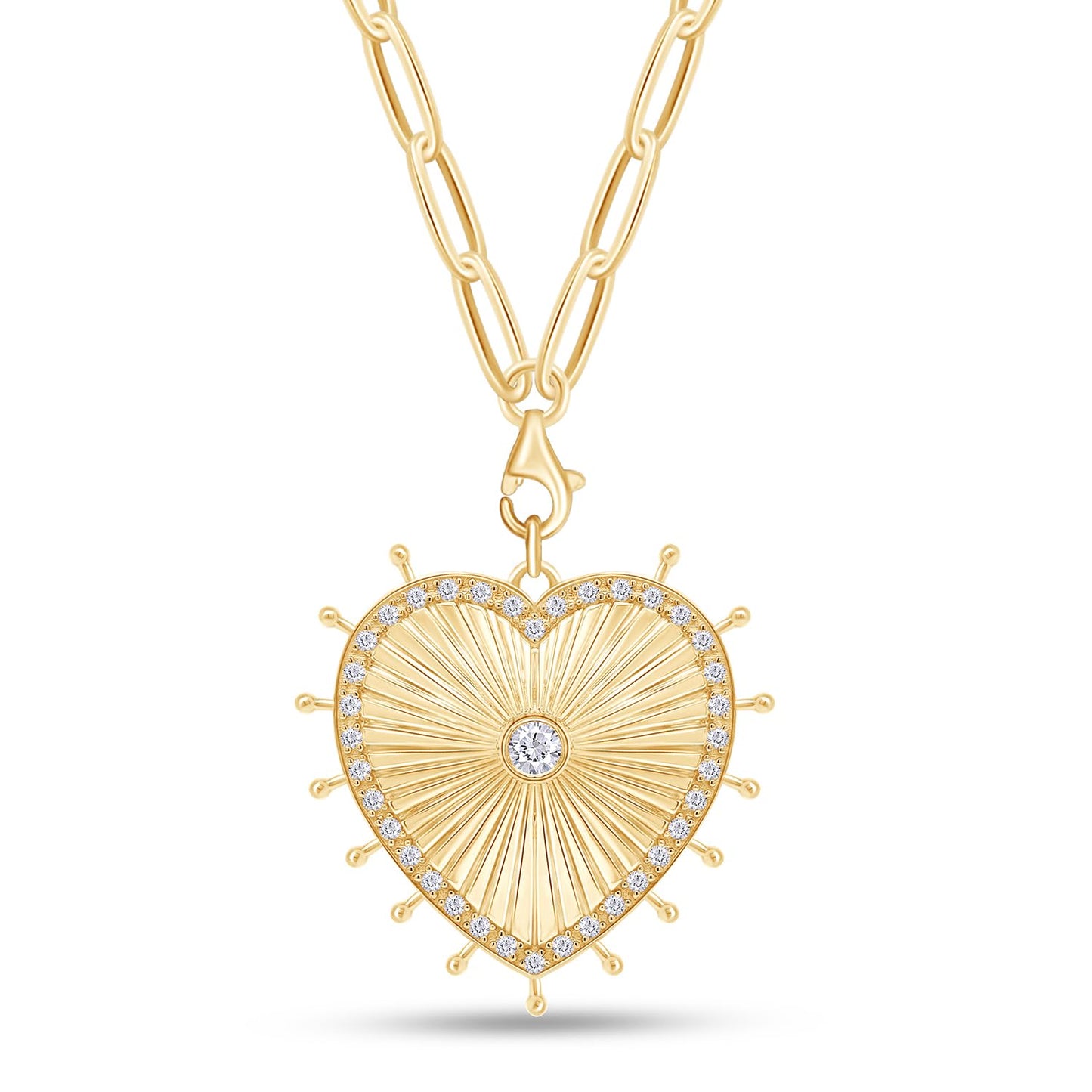 Load image into Gallery viewer, Chakra Medallion Victorian Heart Pendant Necklace Round Lab Created Moissanite Diamond Vintage Style Necklaces For Women In 925 Sterling Silver Unique Statement Jewelry
