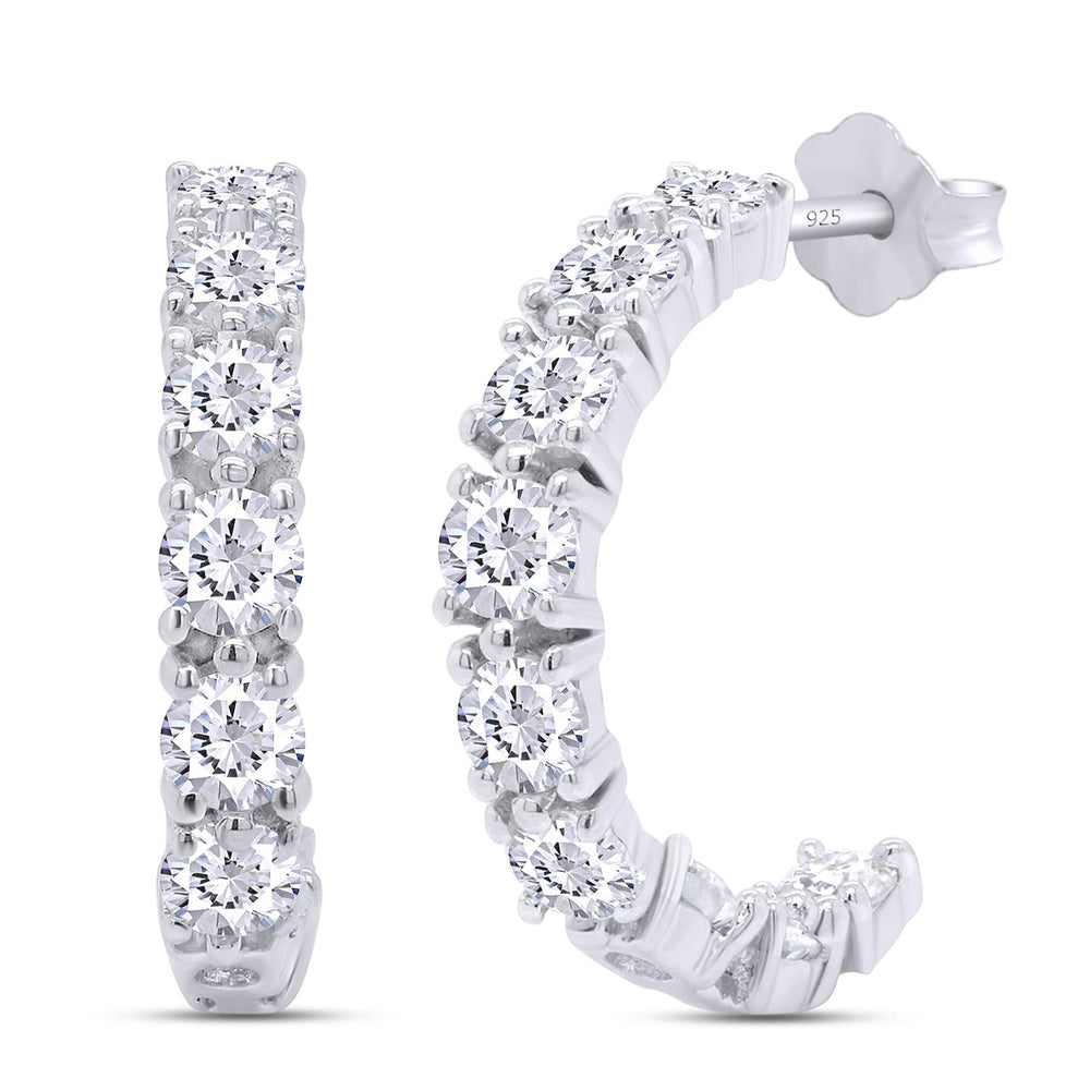 
                      
                        1.90 Carat Round Cut Lab Created Moissanite Diamond Push Back J Hoop Earrings In 925 Sterling Silver (1.90 Cttw)
                      
                    