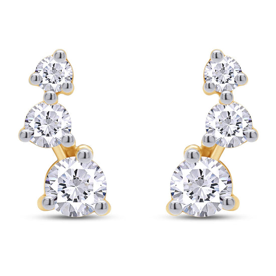1/2 Carat Round Cut Lab Created Moissanite Diamond Push Back Crawler Stud Earrings In 925 Sterling Silver (0.50 Cttw)