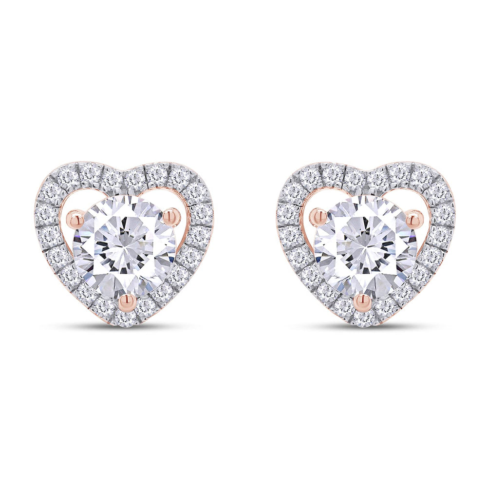 
                      
                        1 Carat Round Cut Lab Created Moissanite Diamond Heart Halo Stud Earrings In 925 Sterling Silver For Women
                      
                    