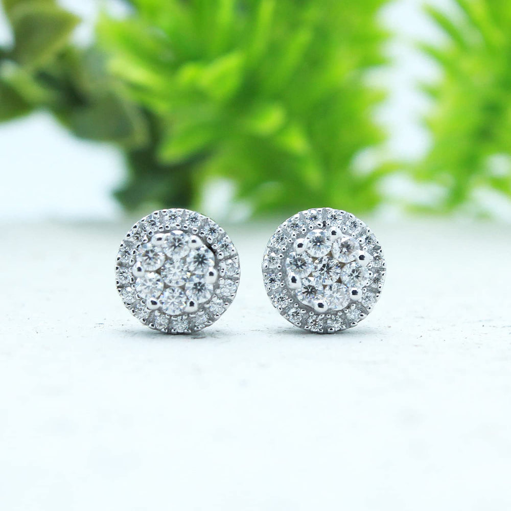 
                      
                        1/2 Cttw Lab Created Moissanite Diamond Halo Cluster Stud Earrings In 925 Sterling Silver (0.50 Cttw)
                      
                    