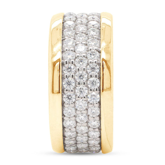 1 3/4 ct.t.w Round Cut Lab Created Moissanite Diamond 3-Row Full Eternity Stackable Wedding Band Ring In 10K Or 14K Solid Gold (1.75 Cttw)