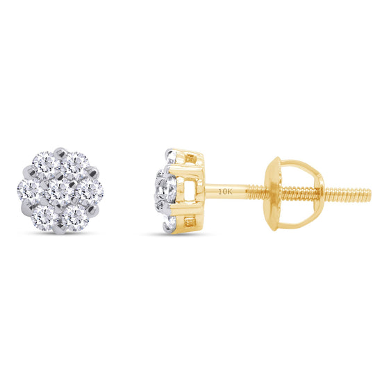 1 1/2 Carat Lab Created Moissanite Diamond Flower Cluster Stud Earrings In 10K Solid Gold (1.50 cttw)