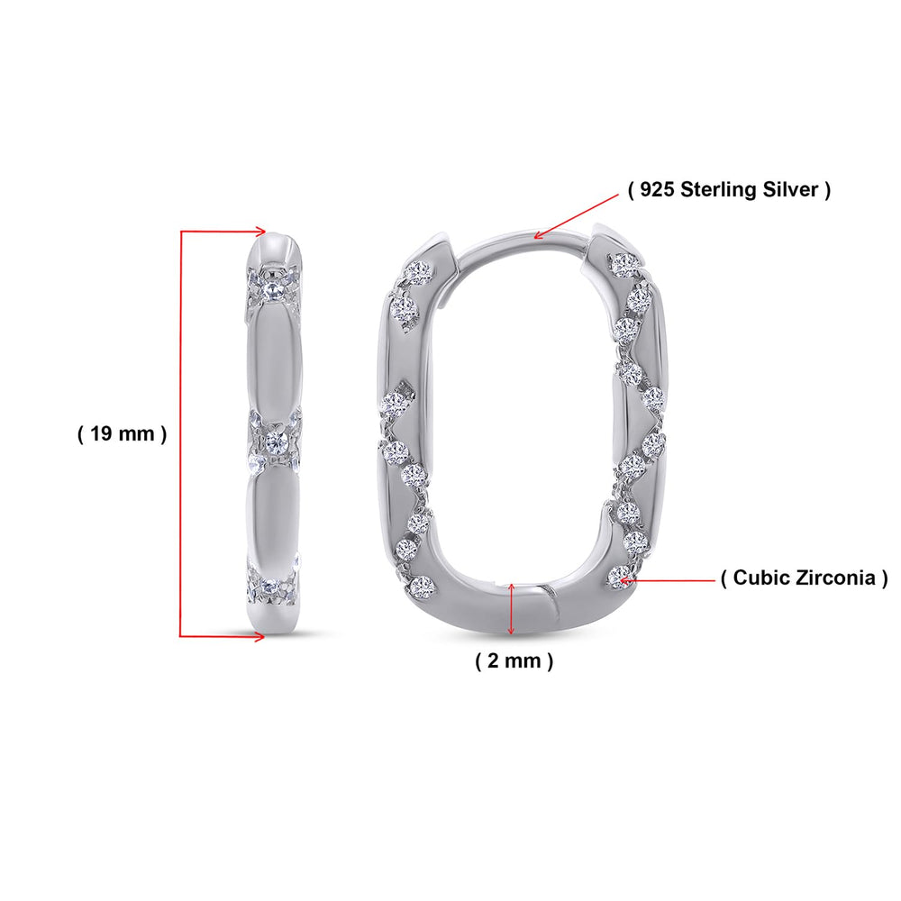 
                      
                        Round White Cubic Zirconia Oval Huggie Hoop Earrings For Women In 925 Sterling Silver
                      
                    