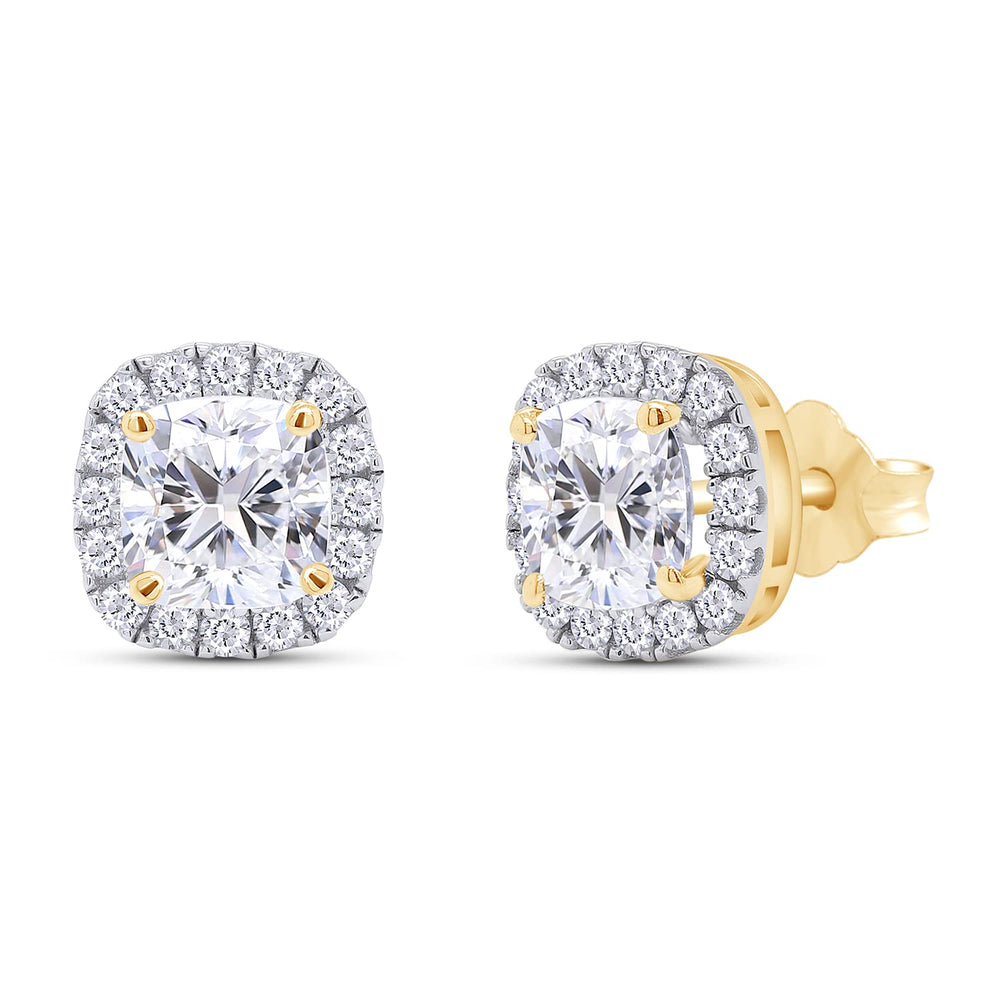 
                      
                        2 Carat Center Stone 6X6mm Lab Created Moissanite Diamond Push Back Halo Stud Earrings In 925 Sterling Silver (2 Cttw)
                      
                    