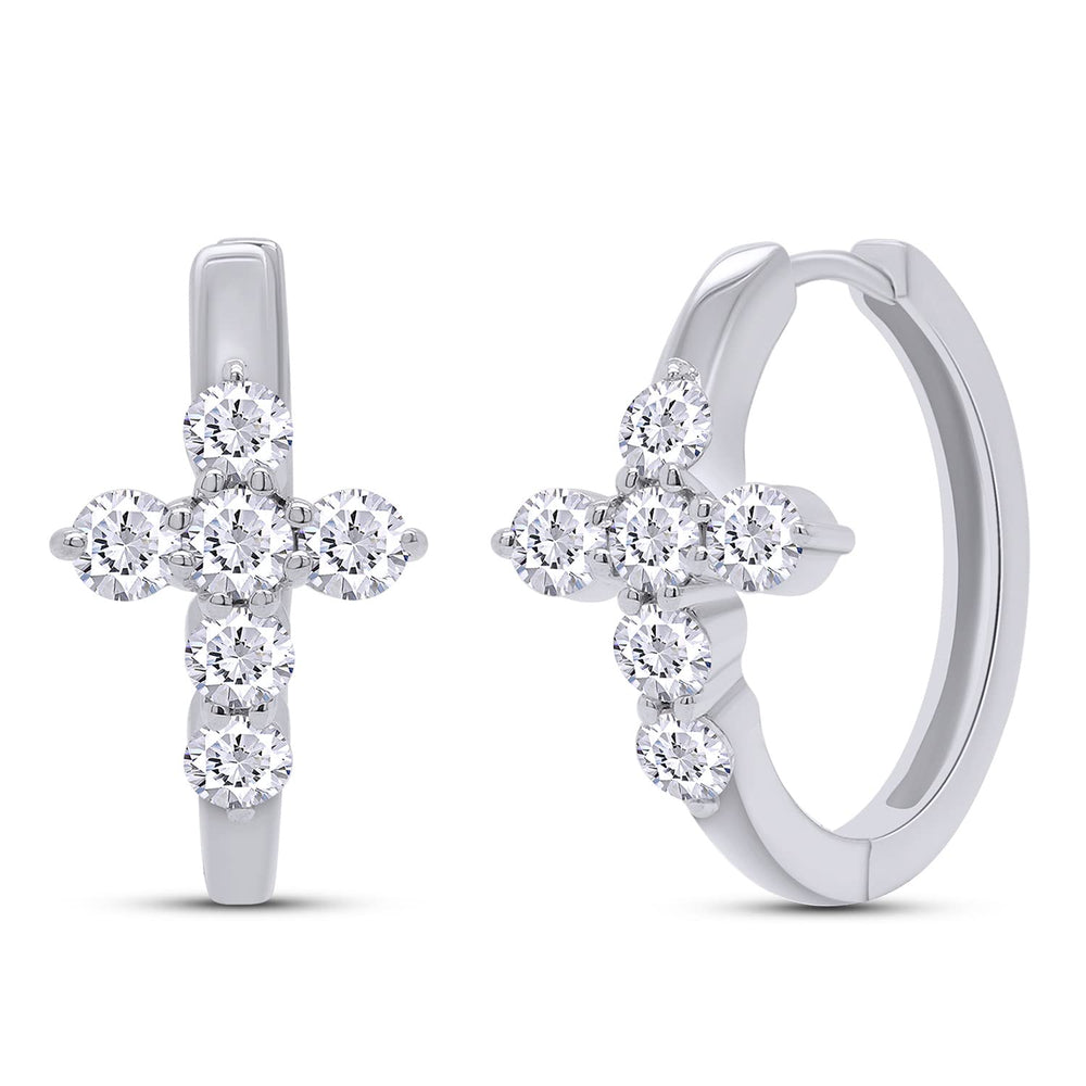 
                      
                        1 Carat Round Cut Lab Created Moissanite Diamond Cross Huggie Hoop Earrings In 925 Sterling Silver (1 Cttw)
                      
                    