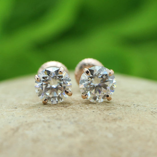 Load image into Gallery viewer, 4/5 Carat Lab Created Moissanite Diamond Screw Back Stud Earrings In 925 Sterling Silver (0.80 Cttw)

