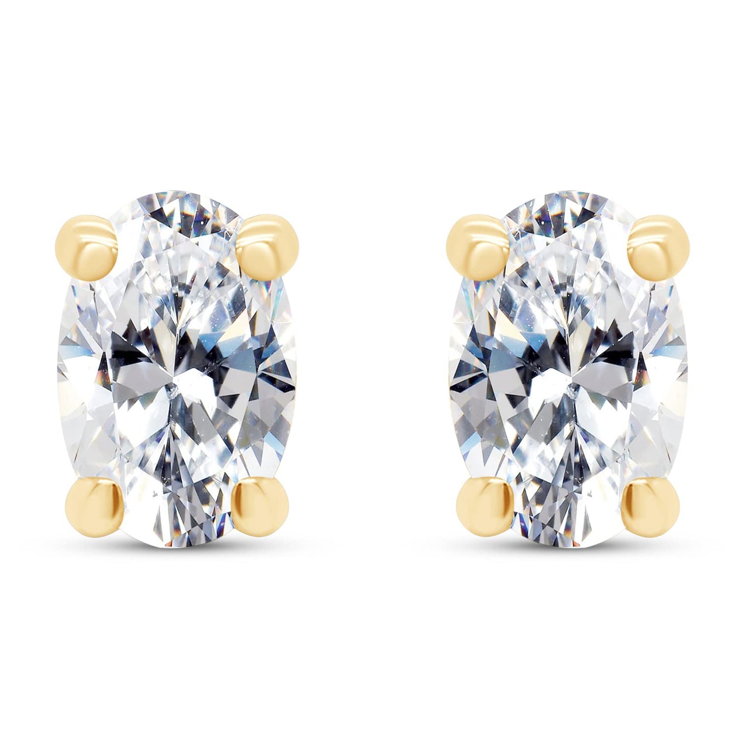 1.6 Carat Oval Cut Lab Created Moissanite Diamond Push Back Solitaire Stud Earrings In 925 Sterling Silver (1.60 Cttw)