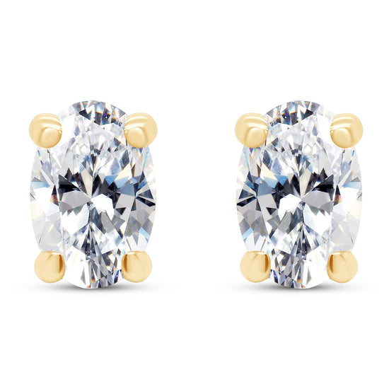 1.6 Carat Oval Cut Lab Created Moissanite Diamond Push Back Solitaire Stud Earrings In 925 Sterling Silver (1.60 Cttw)
