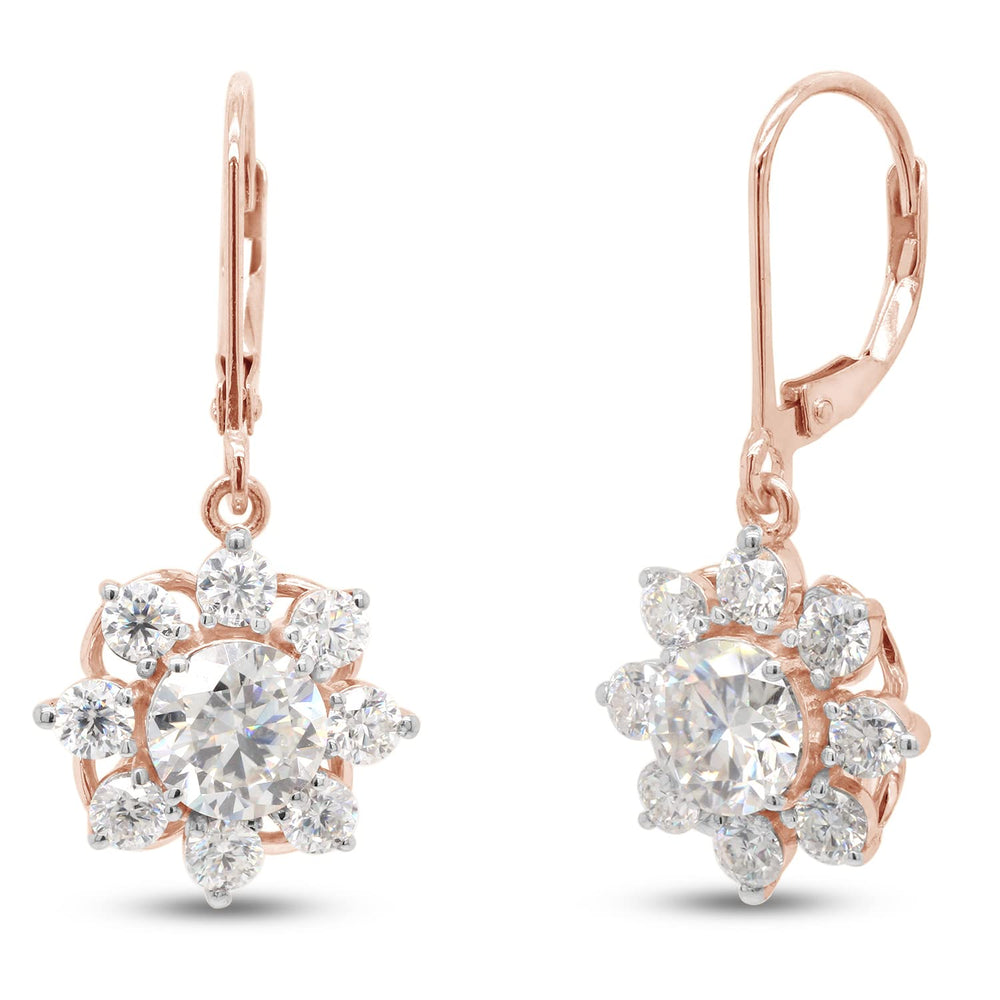 
                      
                        3.45 Carat Round Cut Lab Created Moissanite Diamond Halo Drop Earrings In 925 Sterling Silver
                      
                    